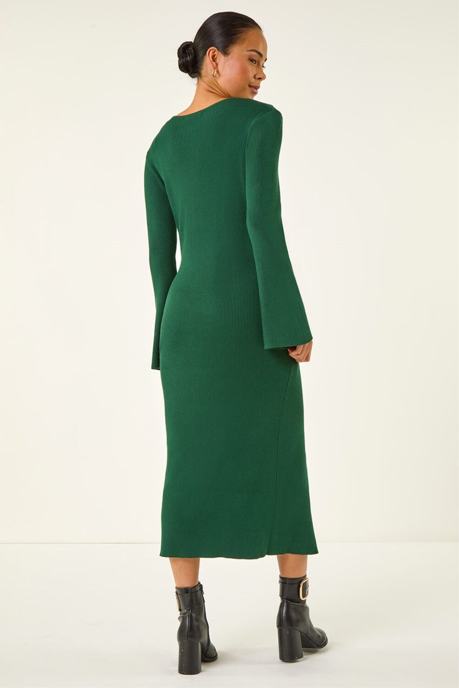 Roman Forest Petite Knitted Button Detail Midi Dress
