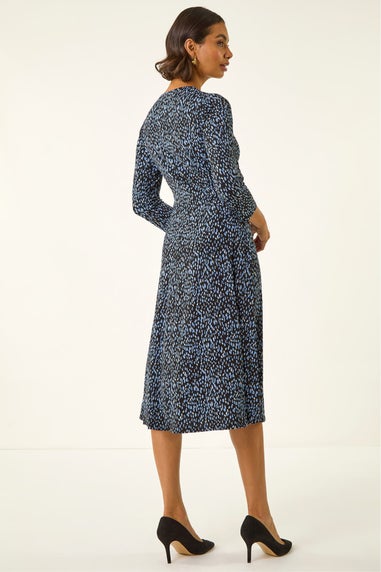 Roman Blue Speckled Twist Front Dress