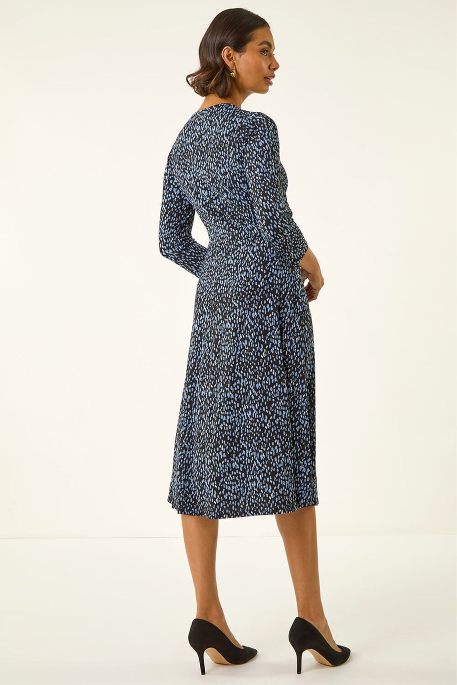 Roman Blue Speckled Twist Front Dress