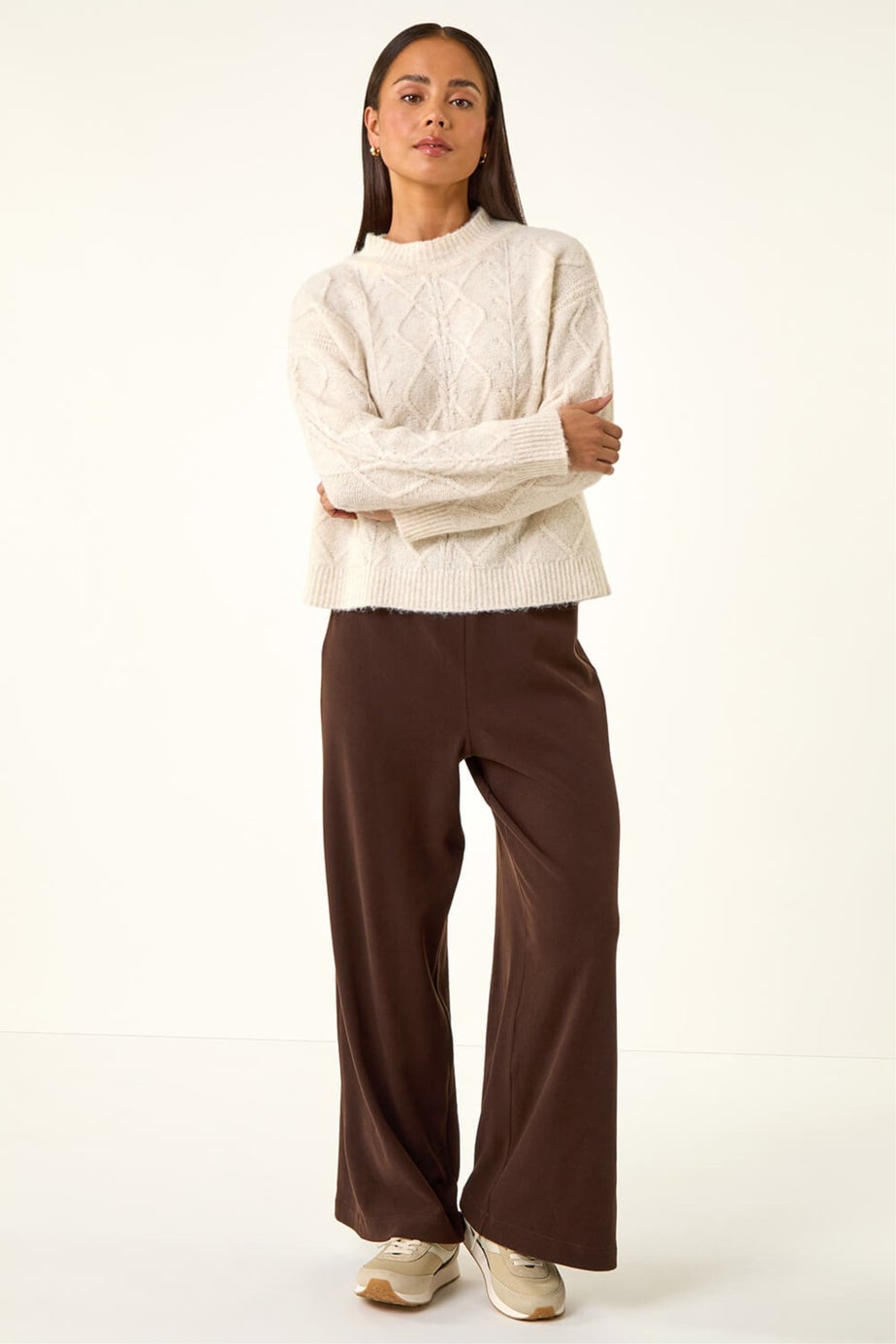 Roman Chocolate Petite Brushed Ribbed Trouser