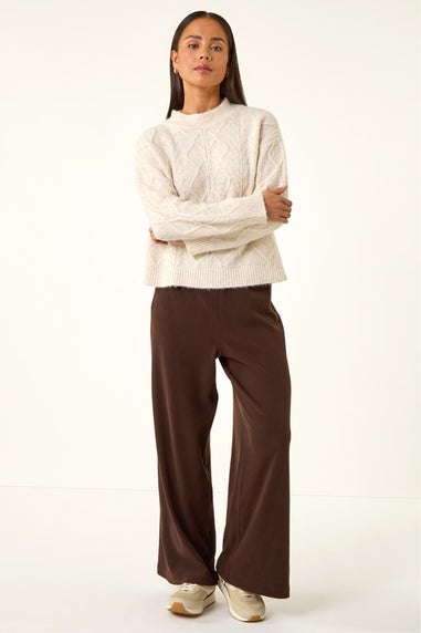 Roman Chocolate Petite Brushed Ribbed Trouser