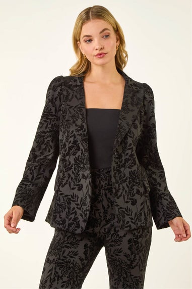 Dusk Black Flocked Premium Stretch Blazer