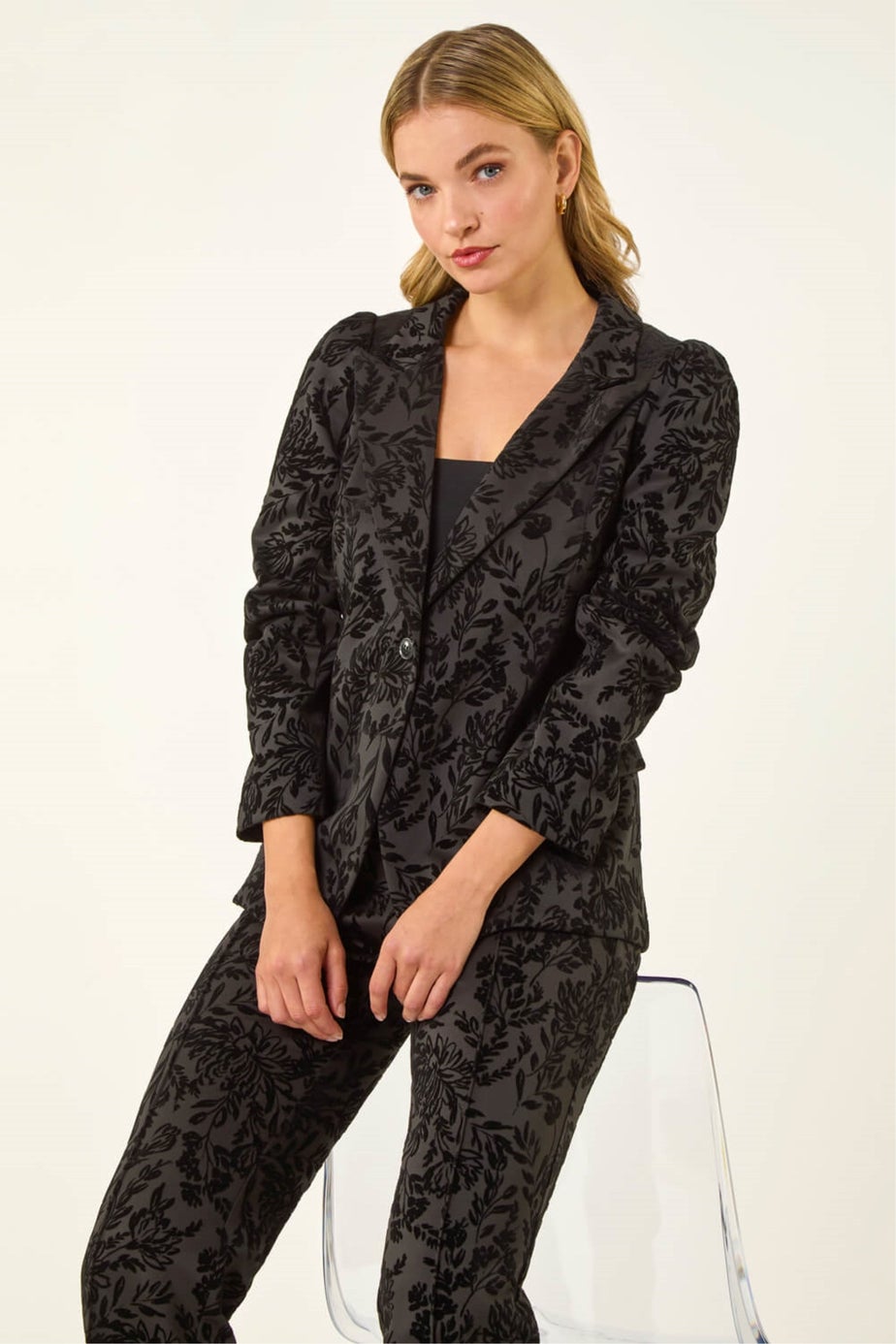 Dusk Black Flocked Premium Stretch Blazer