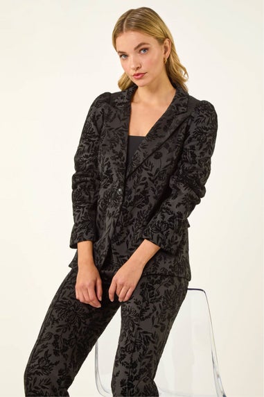 Dusk Black Flocked Premium Stretch Blazer