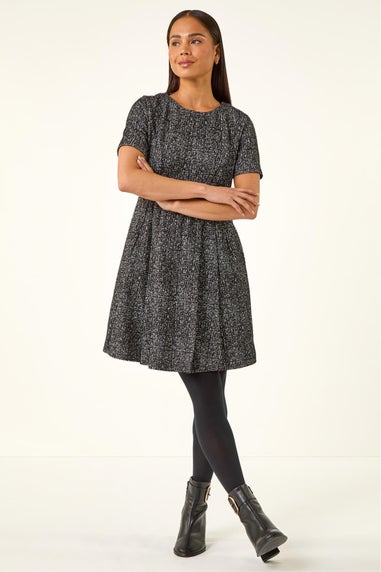 Roman Black Petite Boucle Knit Dress