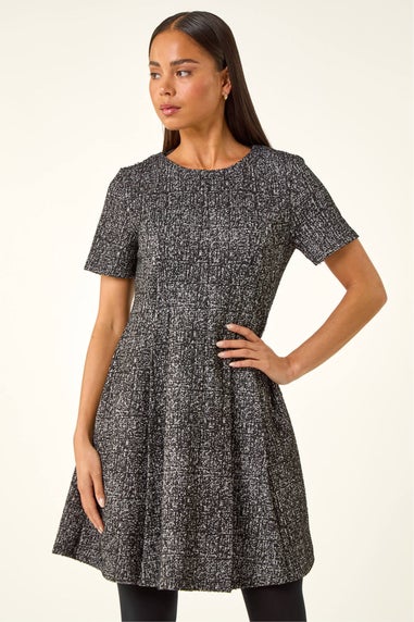 Roman Black Petite Boucle Knit Dress