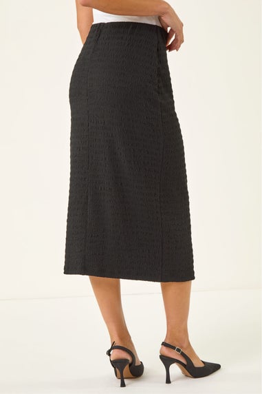 Roman Black Petite Textured Midi Skirt