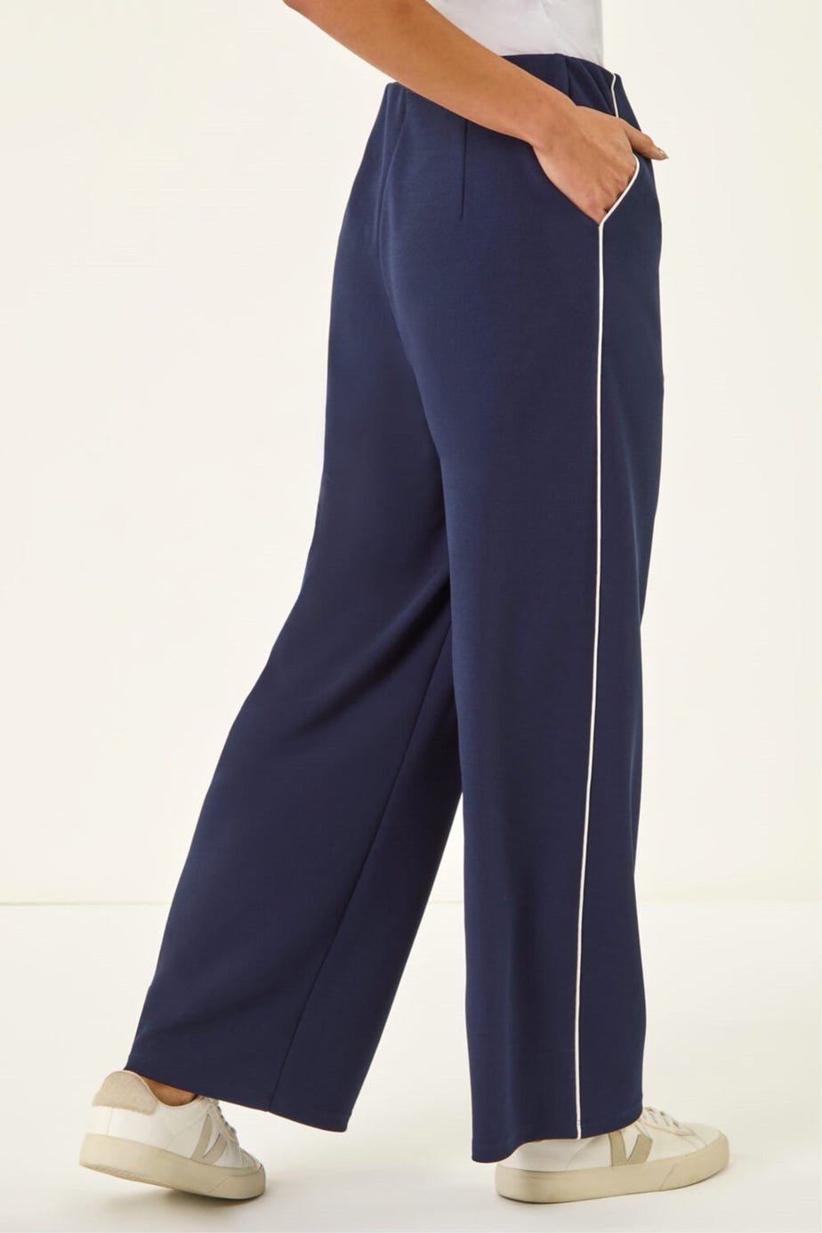 Roman Navy Petite Side Seam Stretch Trouser