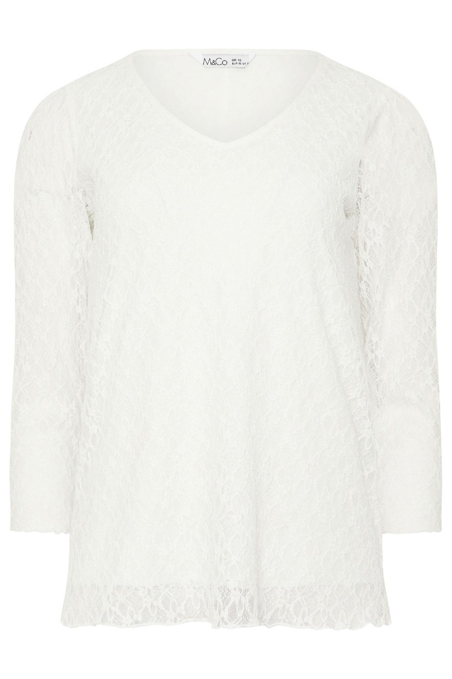 M&Co Ivory White Floral Lace Long Sleeve Top