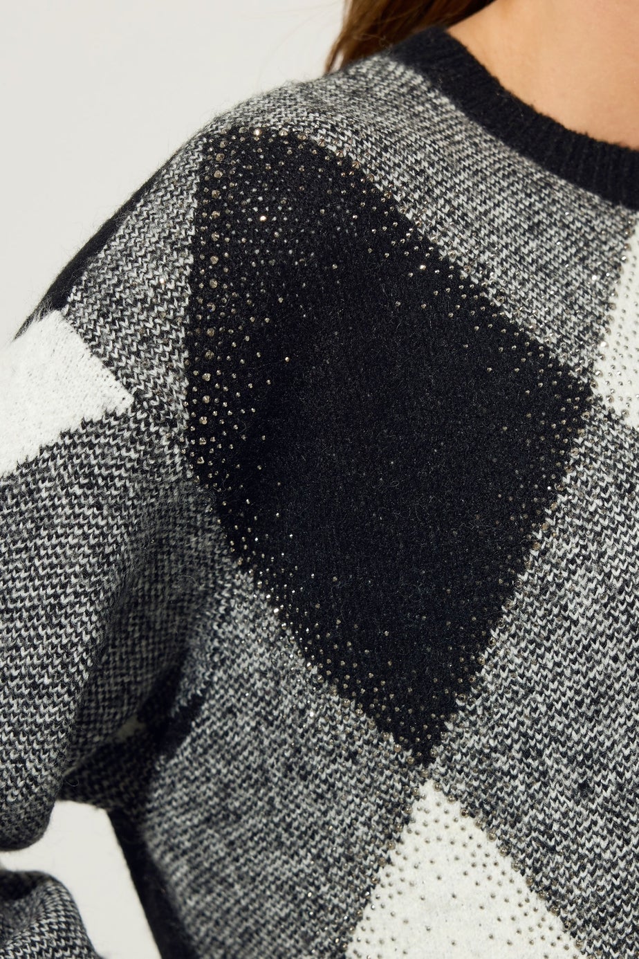 Star By Julien Macdonald Black Argyle Knitted Jumper