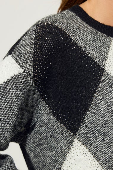 Star By Julien Macdonald Black Argyle Knitted Jumper