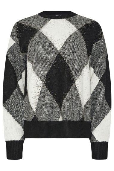 Star By Julien Macdonald Black Argyle Knitted Jumper