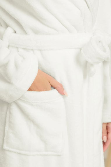 M&Co White Soft Fleece Shawl Dressing Gown