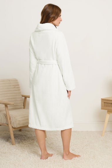 M&Co White Soft Fleece Shawl Dressing Gown