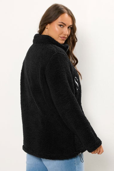 Yours Curve Black 'St Moritz' Teddy Borg Fleece