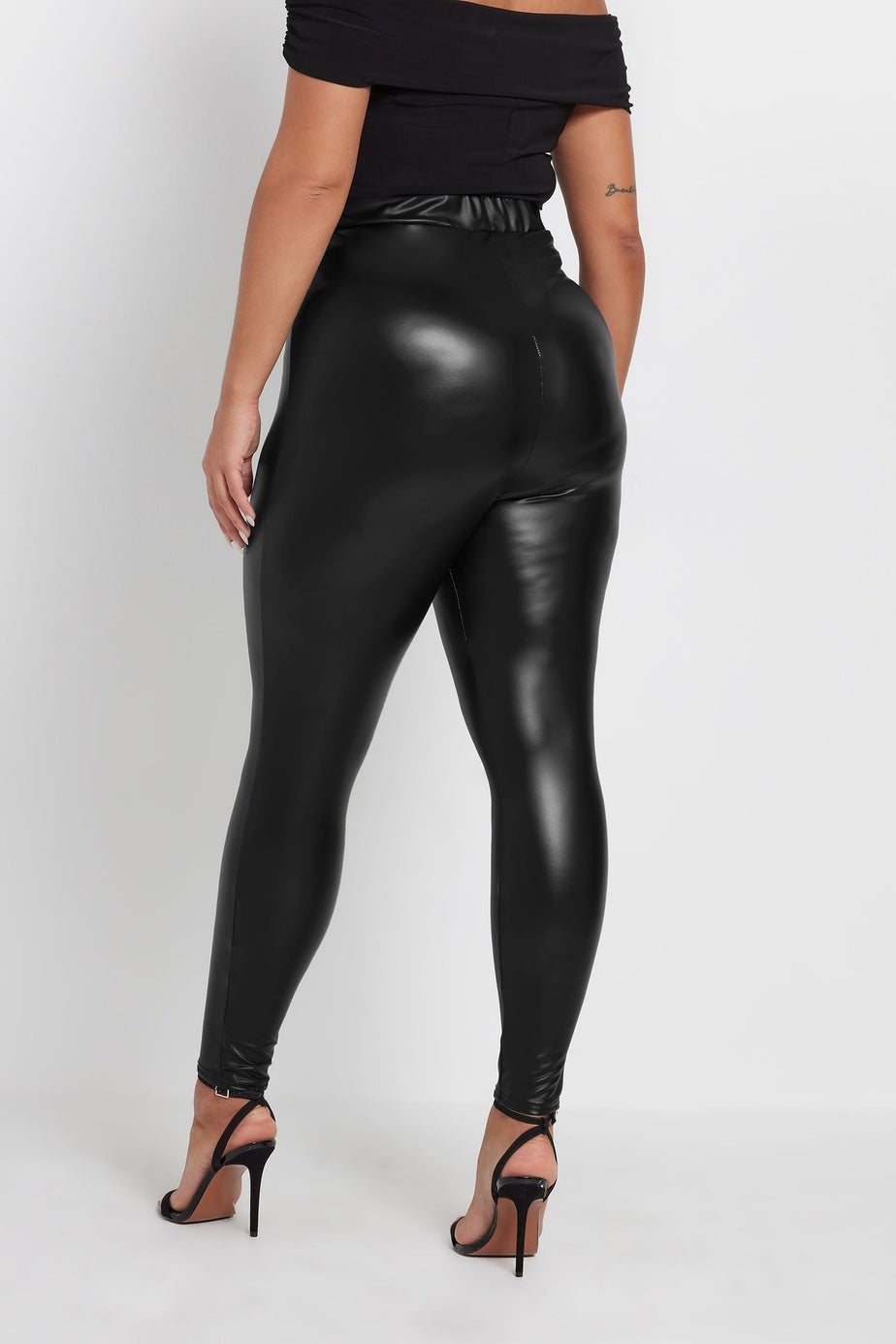 Yours Curve Black Stretch Coated Leggings