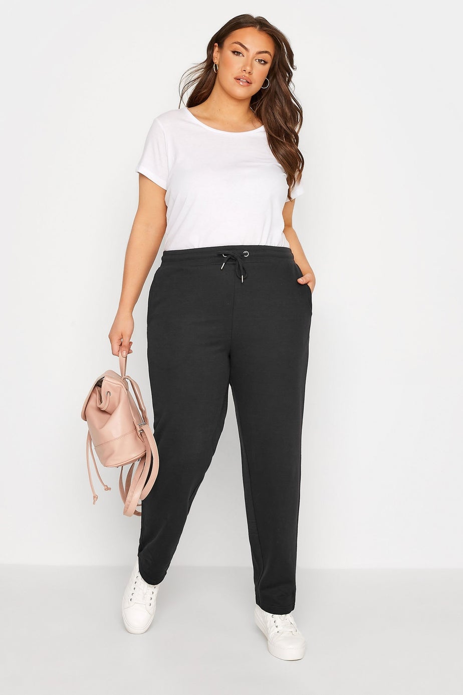 Yours Curve Black Straight Leg Stretch Joggers