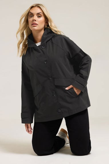 Yours Curve Black Hooded Raglan Jacket