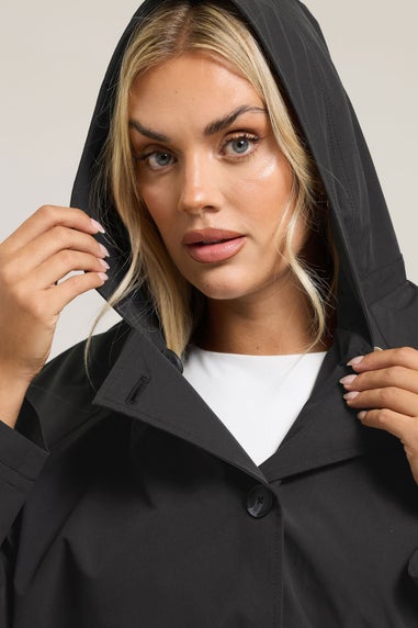 Yours Curve Black Hooded Raglan Jacket