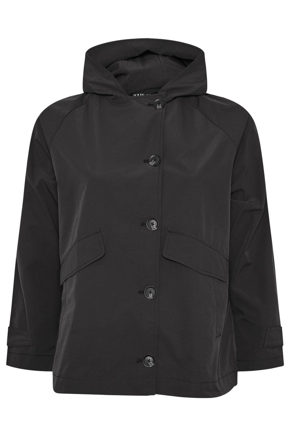 Yours Curve Black Hooded Raglan Jacket