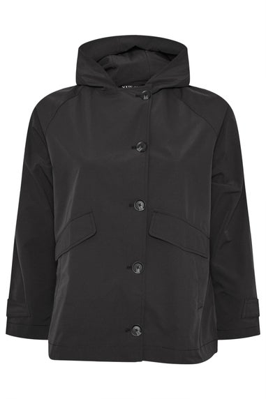 Yours Curve Black Hooded Raglan Jacket