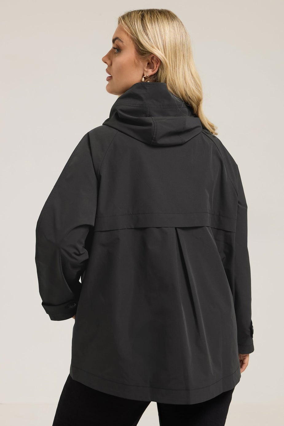 Yours Curve Black Hooded Raglan Jacket