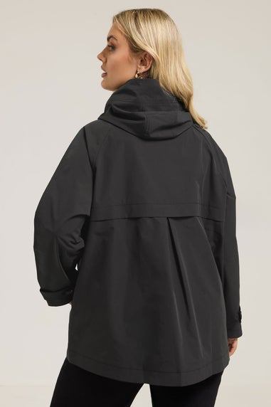 Yours Curve Black Hooded Raglan Jacket