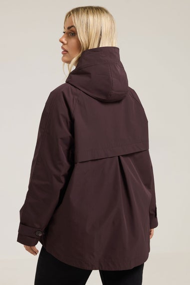 Yours Curve Burgundy Red Hooded Raglan Jacket