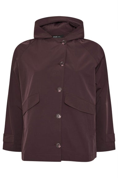 Yours Curve Burgundy Red Hooded Raglan Jacket