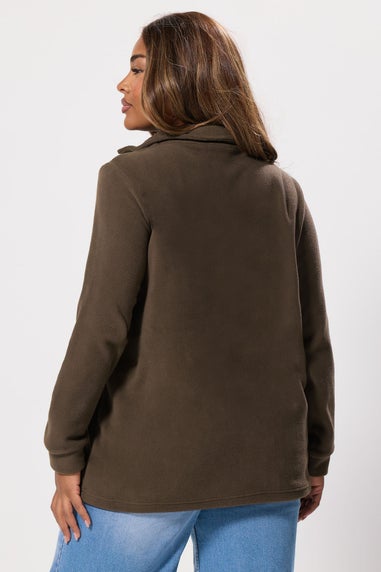 Yours Curve Chocolate Brown 'Coffee Lover Club' Quarter Zip Fleece