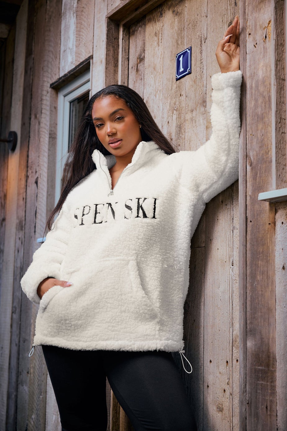 Yours Curve Cream 'Aspen Ski' Teddy Borg Fleece