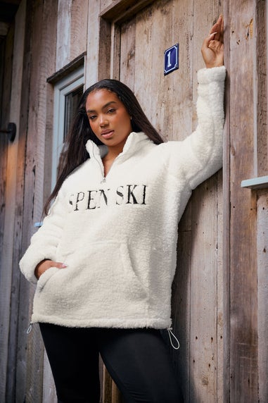 Yours Curve Cream 'Aspen Ski' Teddy Borg Fleece