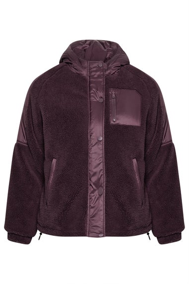 Yours Curve Dark Purple Teddy Borg Jacket