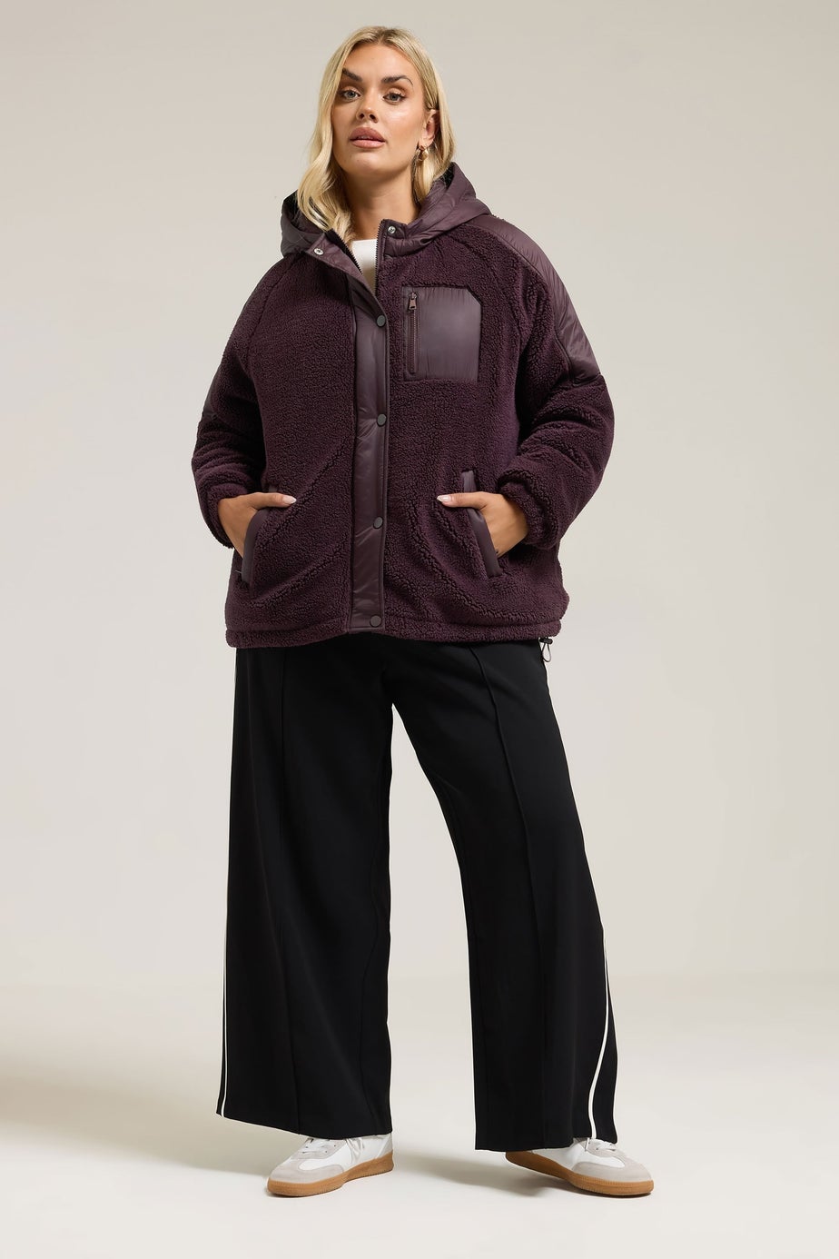 Yours Curve Dark Purple Teddy Borg Jacket