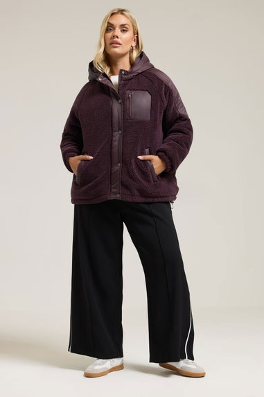 Yours Curve Dark Purple Teddy Borg Jacket