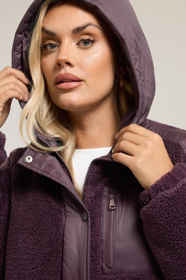 Yours Curve Dark Purple Teddy Borg Jacket