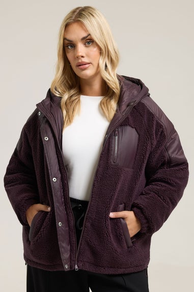 Yours Curve Dark Purple Teddy Borg Jacket