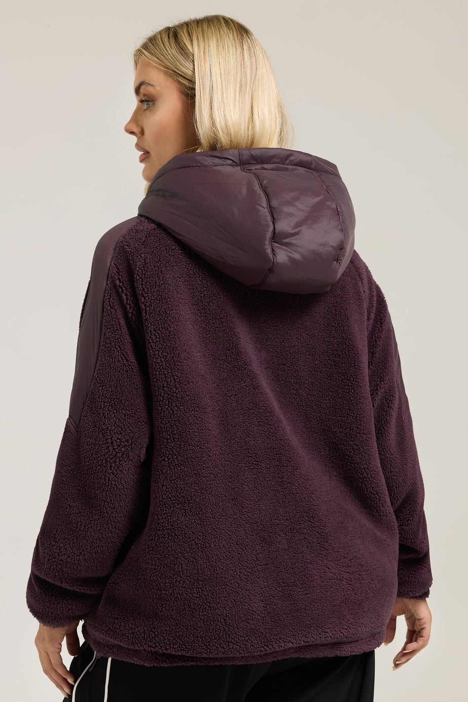 Yours Curve Dark Purple Teddy Borg Jacket