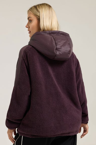 Yours Curve Dark Purple Teddy Borg Jacket