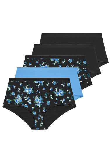 Yours 5 Pack Curve Black Floral Full Briefs