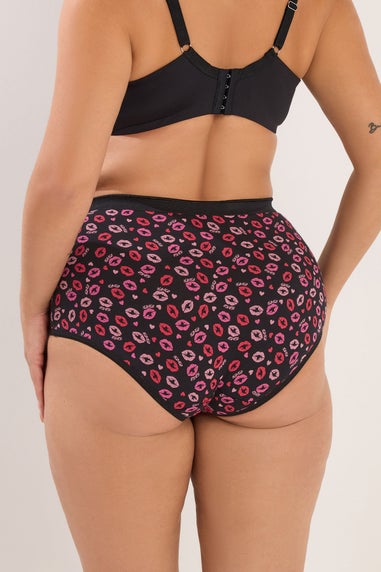 Yours 5 Pack Curve Red Kiss Print Full Briefs