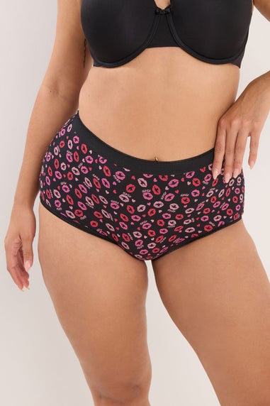 Yours 5 Pack Curve Red Kiss Print Full Briefs