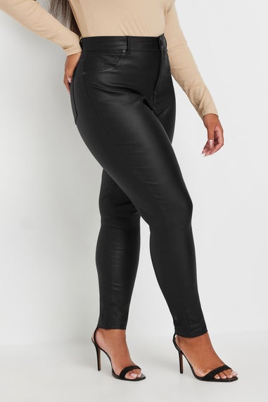 Yours Curve Black Coated Skinny Stretch AVA Jeans
