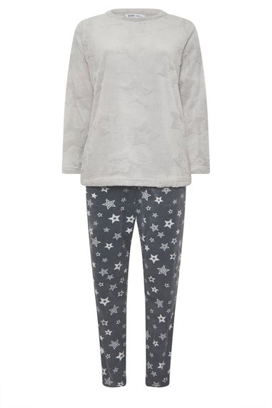 Yours Curve Grey Embossed Star Borg Lounge Set