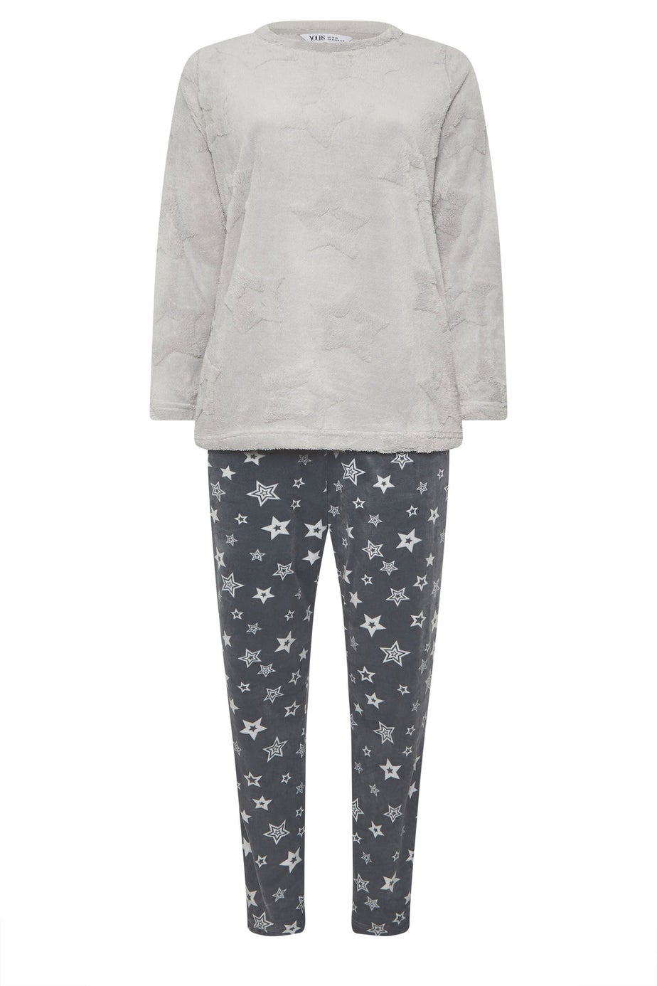 Yours Curve Grey Embossed Star Borg Lounge Set