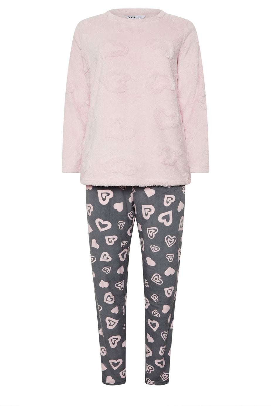 Yours Curve Pink Heart Texture Borg Lounge Set