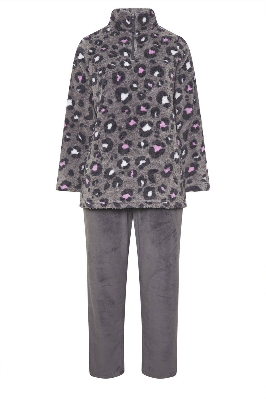 Yours Curve Grey Animal Print Borg Lounge Set