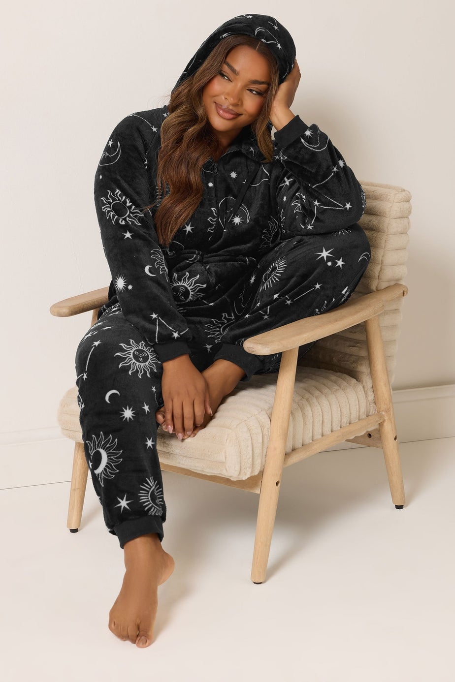 Yours Curve Black Celestial Print Onesie
