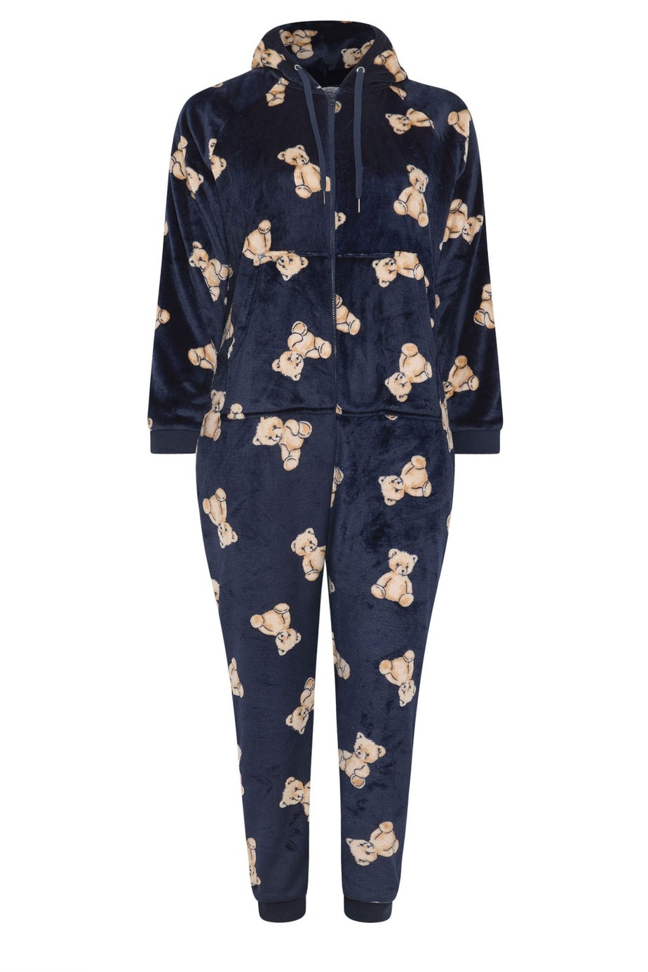 Yours Curve Navy Blue Teddy Bear Print Onesie