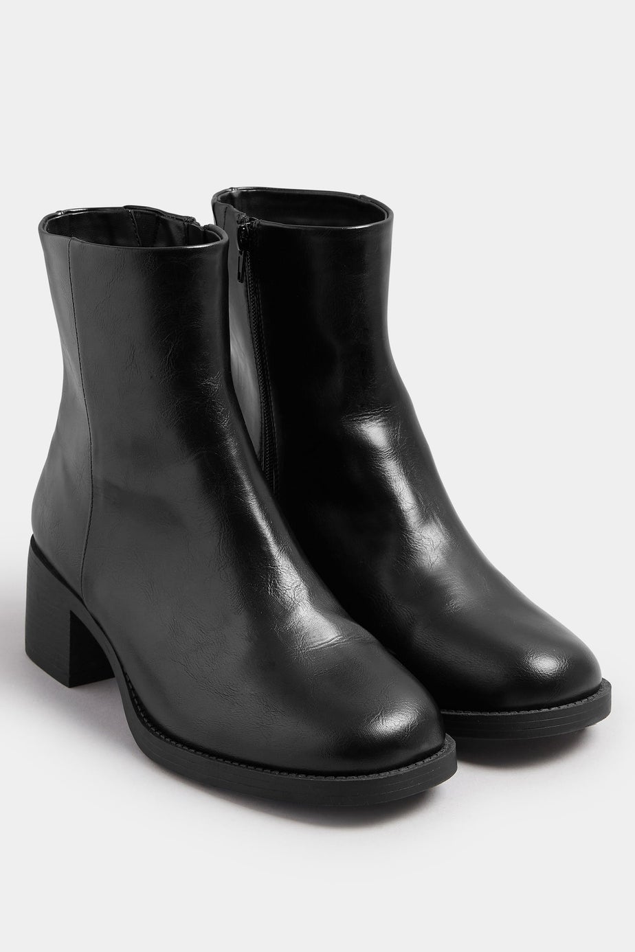 Yours Black Faux Leather Square Toe Chelsea Boots In Extra Wide EEE Fit